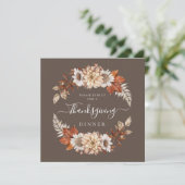 Rustbruine herfst bloemendiner voor Thanksgiving Kaart (Staand voorkant)
