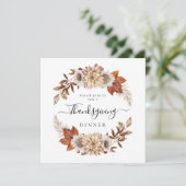 Rustbruine herfstbladeren Thanksgiving-diner Kaart (Staand voorkant)