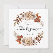 Rustbruine herfstbladeren Thanksgiving-diner Kaart (Voorkant)