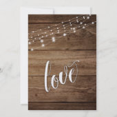 Rustbruine Houten Lichten Net Getrouwd Receptie Kaart (Achterkant)