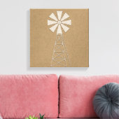 Rustbruine Kraft boerderij windmolen landelijk mod Canvas Afdruk (Insitu (Woonkamer))