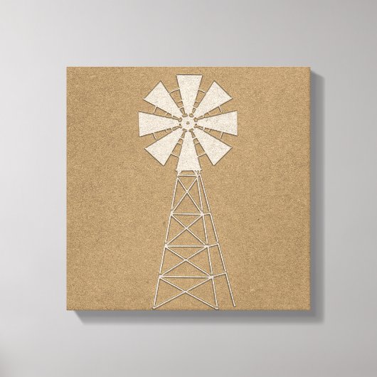 Rustbruine Kraft boerderij windmolen landelijk mod Canvas Afdruk (Voorkant)