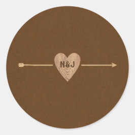 Rustbruine Kraft Hart Pijl Bosachtig Ronde Sticker