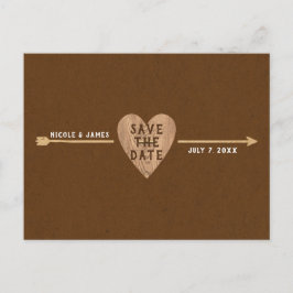 Rustbruine Kraft Hart Pijl Save the Date Aankondigingskaart