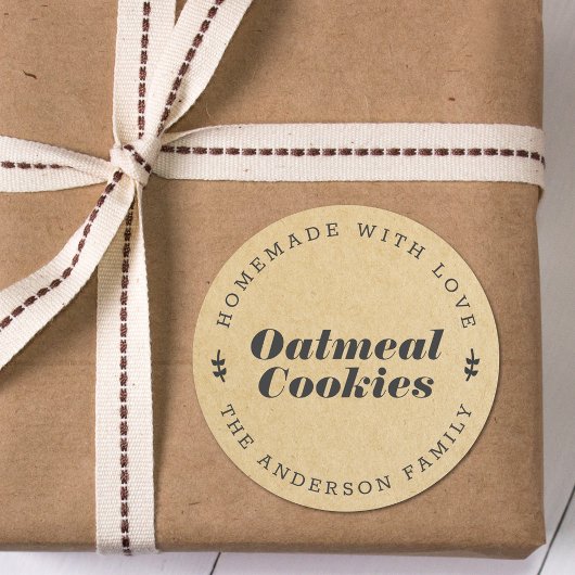 Rustbruine Kraft Kerstbak Geschenk Ronde Sticker