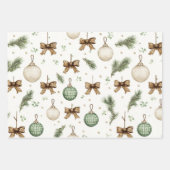 Rustbruine linten roomgroene Kerst Inpakpapier Vel (Voorkant)