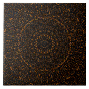 Rustbruine Mandala met westerse charme Tegeltje
