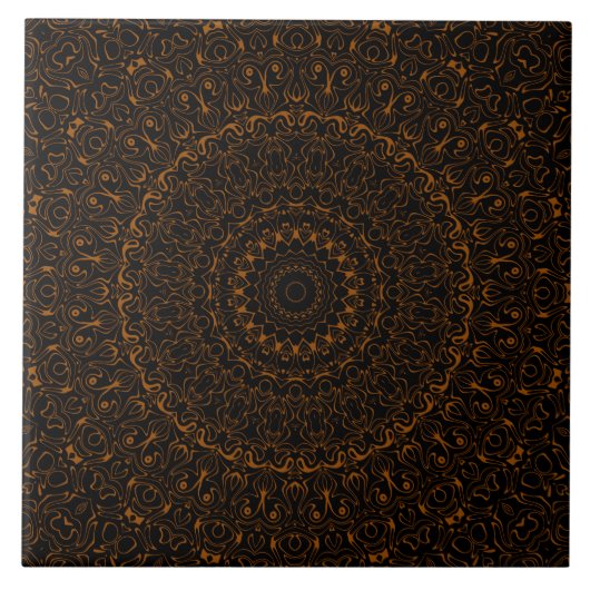 Rustbruine Mandala met westerse charme Tegeltje (Voorkant)