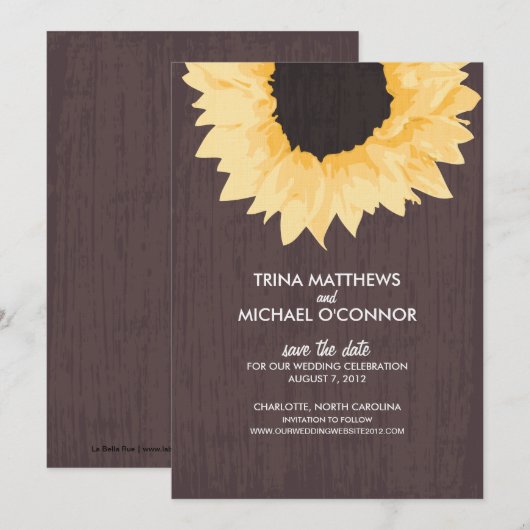 Rustc Sunflower Save the Date (Voorkant / Achterkant)