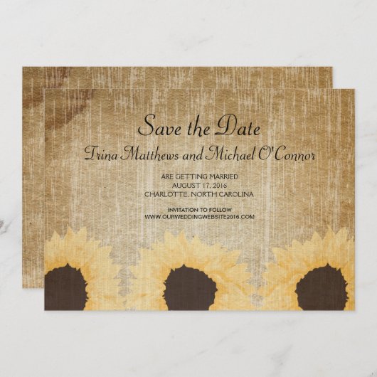 Rustc Zonnebloem Bewaar de datum Kaart (Voorkant / Achterkant)