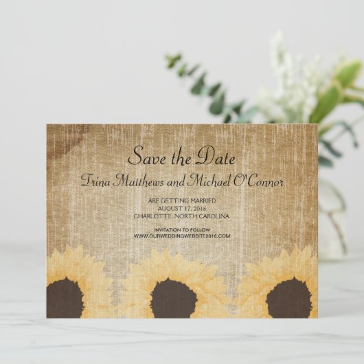 Rustc Zonnebloem Bewaar de datum Kaart (Staand voorkant)