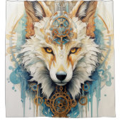 Rustclaw Steampunk Wolf Douchegordijn (Voorkant)