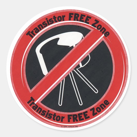 Rustech Tube Amplification "Transistor Free Zone" Ronde Sticker (Voorkant)