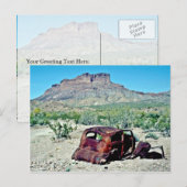 Rusted Antiek auto vóór Butte Briefkaart (Voorkant / Achterkant)