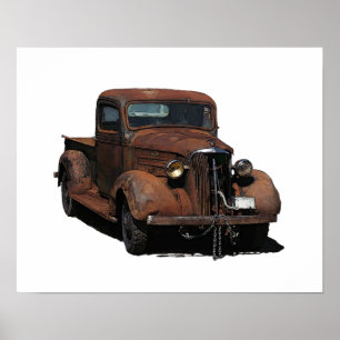 Rusted barn-find 1937 Chevy pickup Poster