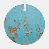 Rusted Blue Metal: gestructureerde muur. Glas Ornament (Achterkant)