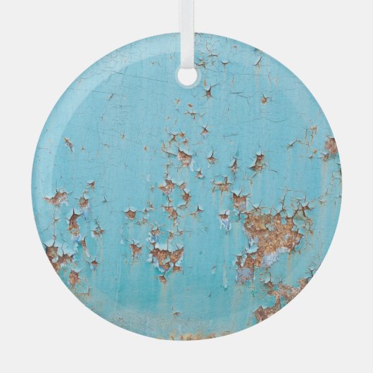 Rusted Blue Metal: gestructureerde muur. Glas Ornament (Voorkant)