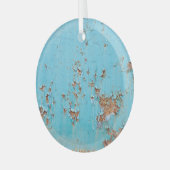 Rusted Blue Metal: gestructureerde muur. Glas Ornament (Voorkant links)
