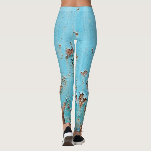 Rusted Blue Metal: gestructureerde muur. Leggings (Achterkant)