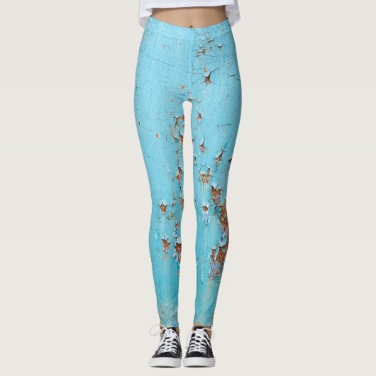 Rusted Blue Metal: gestructureerde muur. Leggings (Voorkant)