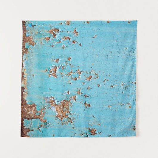 Rusted Blue Metal: gestructureerde muur. Wandkleed (Voorkant (horizontaal))