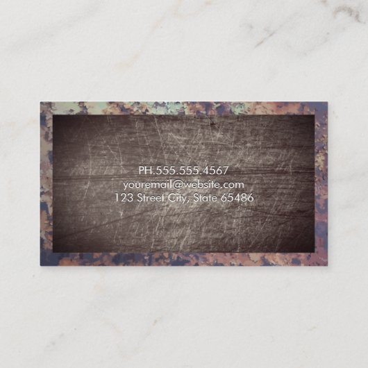 Rusted Border | Scratched Grungy Metal Visitekaartje (Achterkant)