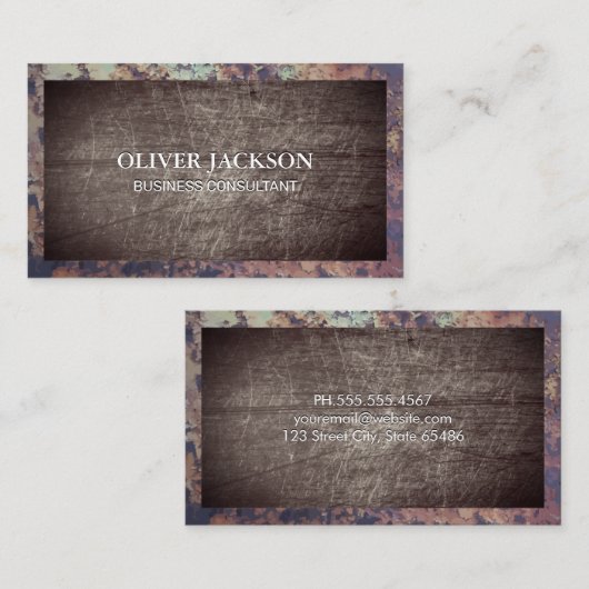 Rusted Border | Scratched Grungy Metal Visitekaartje (Voorkant / Achterkant)