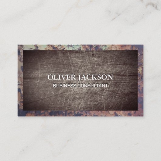 Rusted Border | Scratched Grungy Metal Visitekaartje (Voorkant)