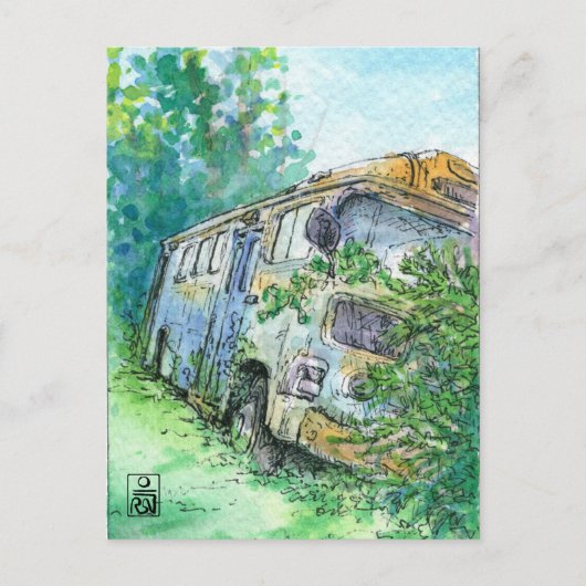 Rusted Bus Briefkaart (Voorkant)