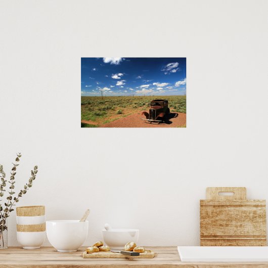 Rusted Car in woestijnverf Poster (Keuken)