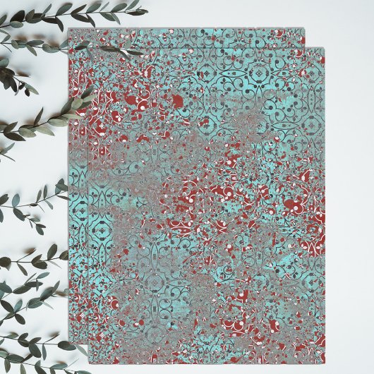 Rusted Copper Patina Cement Textured Damask Tissuepapier