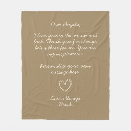 Rusted Gold Handwrited Love Letter of Message Fleece Deken (Voorkant)