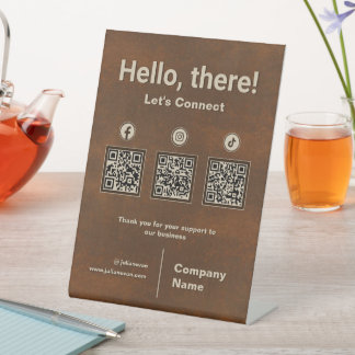 Rusted Iron Social Media 3 QR-codescan om verbindi Reclamebord Met Voetstuk