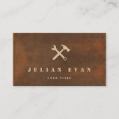 Rusted Iron Steel Hammer Wrench Icon Handyman Visitekaartje (Voorkant)