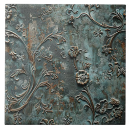 Rusted Metal Antique Floral  Tegeltje