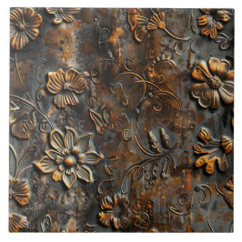 Rusted Metal Antique Floral  Tegeltje