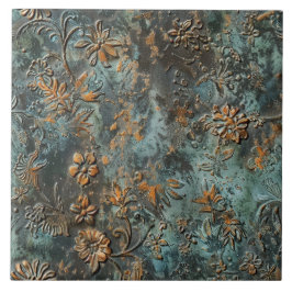 Rusted Metal Antique Floral  Tegeltje