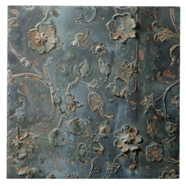 Rusted Metal Antique Floral  Tegeltje