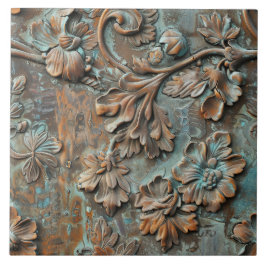 Rusted Metal Antique Floral  Tegeltje