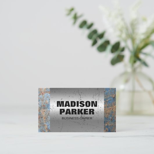 Rusted Metal | Gescrateerde oude metallische achte Visitekaartje (Staand voorkant)