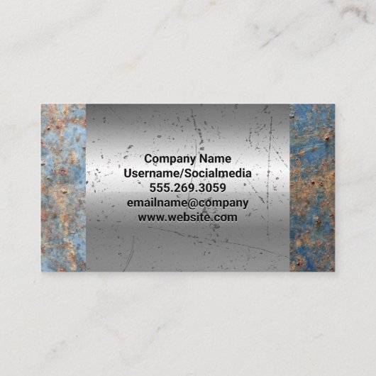 Rusted Metal | Gescrateerde oude metallische achte Visitekaartje (Achterkant)