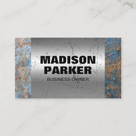 Rusted Metal | Gescrateerde oude metallische achte Visitekaartje (Voorkant)