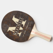 Rusted Metal Sheet Monogram & Name Overlay Tafeltennisbatje (Zijkant)