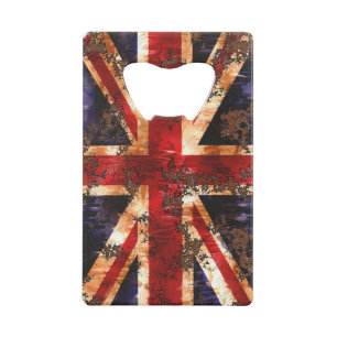 Rusted Patriotic United Kingdom Flag Creditkaart Flessenopener