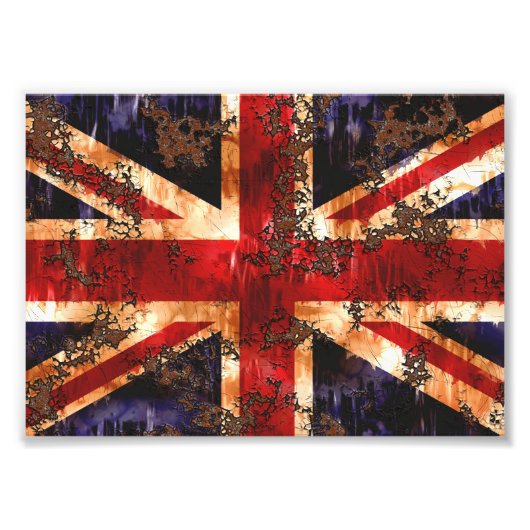 Rusted Patriotic United Kingdom Flag Foto Afdruk (Voorkant)