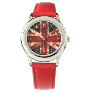 Rusted Patriotic United Kingdom Flag Horloge