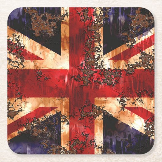 Rusted Patriotic United Kingdom Flag Kartonnen Onderzetters (Voorkant)