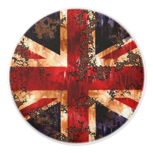 Rusted Patriotic United Kingdom Flag Keramische Knop (Voorkant)