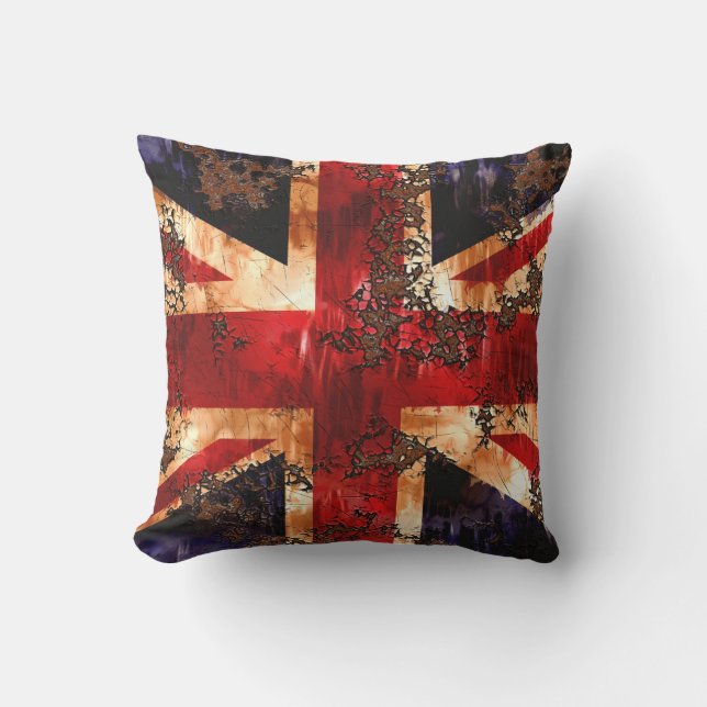 Rusted Patriotic United Kingdom Flag Kussen (Voorkant)