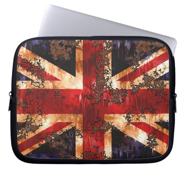 Rusted Patriotic United Kingdom Flag Laptop Sleeve (Voorkant)